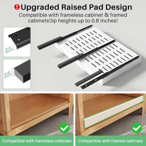 Pull out Cabinet Organizer (White / 17"D×18"-30"W(2 Pack))