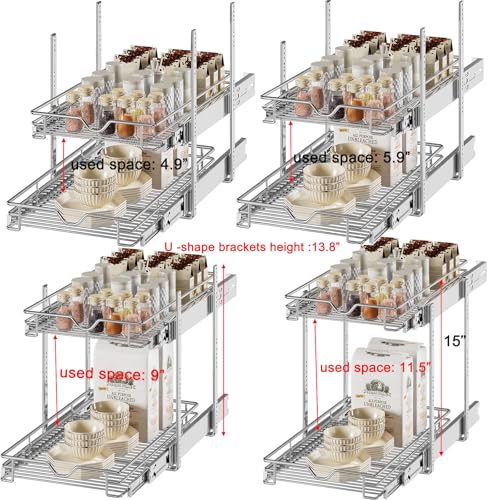 Pull Out Cabinet Organizer (Chrome / 14" W X 21" D)