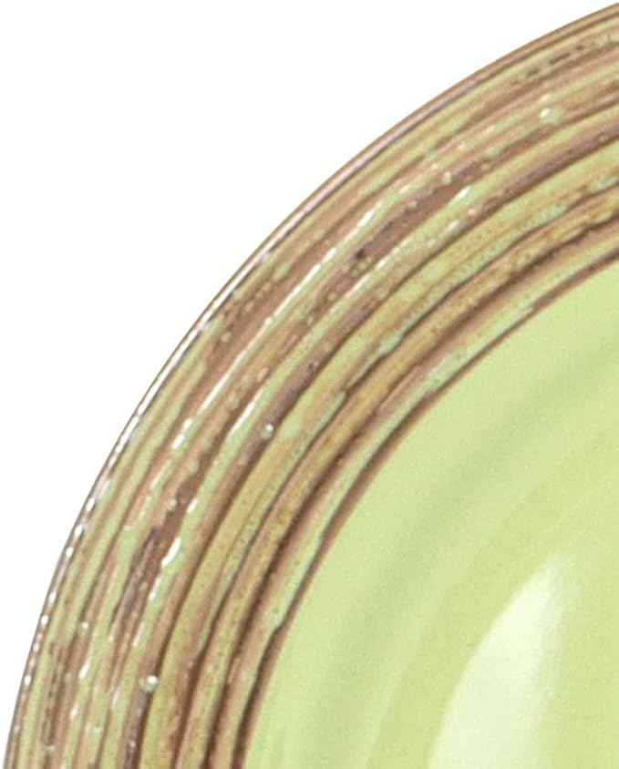 16 Piece Dinnerware Set, Ceramic Plates and Bowls Sets for 4, Microwave and Dishwasher Safe, Handcrafted Tree Bark Series Dish Set, Oak Forest/Dark Green