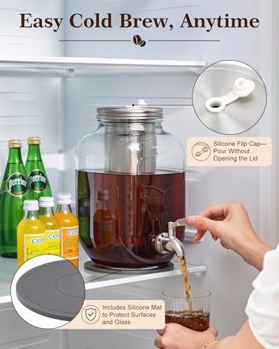 1 Gallon Cold Brew Coffee Maker (128 oz-Grey-1 Pack)