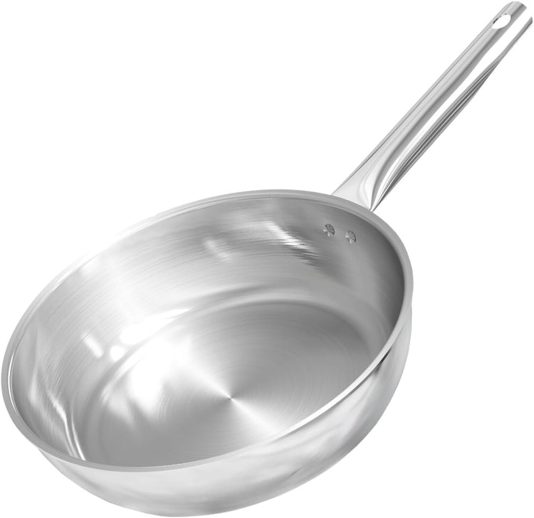 Sunhouse 18/10 11 Inch Stainless Steel Frying Pan, Whole-Clad No Coatings Skillet with Stay-cool Handle for Cooking, Durable & Oven Safe to 500°F, Dishwasher Safe, Compatible with All Cooktops