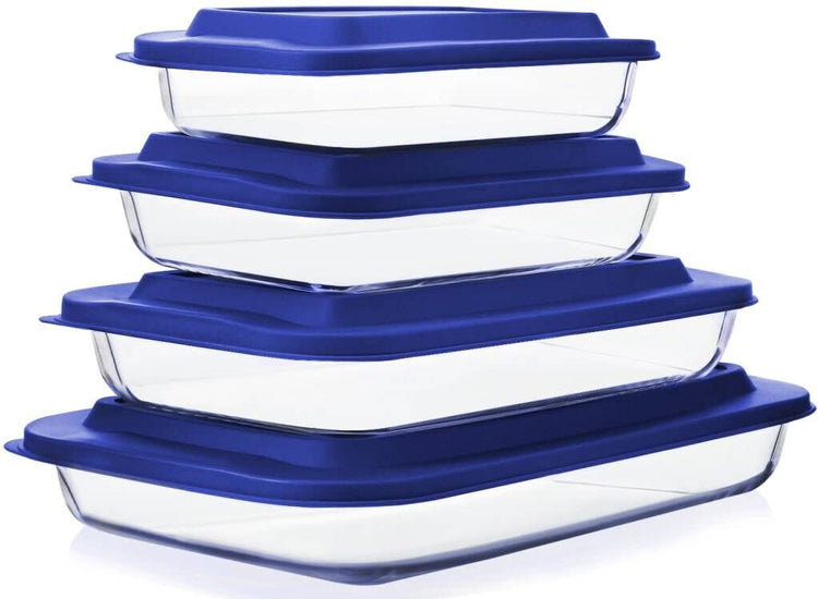 8 Piece Deep Glass Baking Dish with Lids (8 Count)