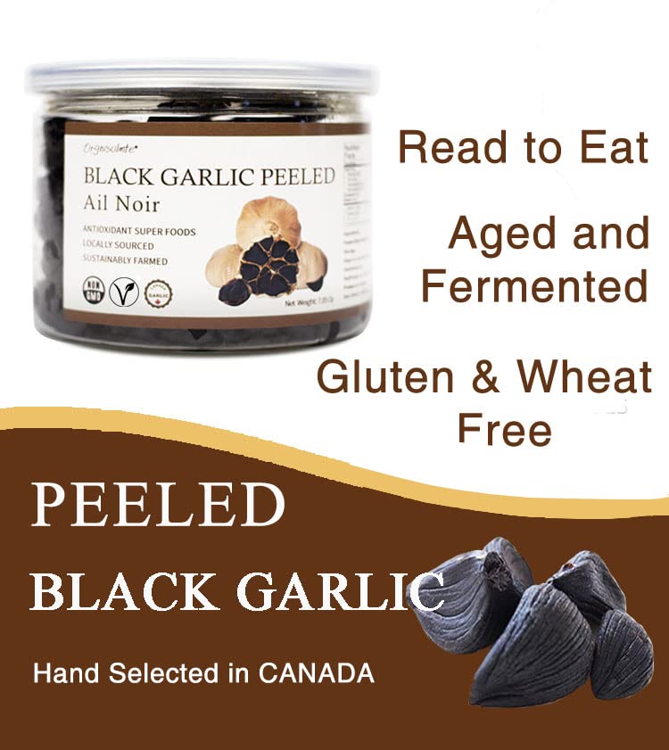 Canada Peeled Black Garlic Fermented for 90 Days Peeled Multiple Clove Super Foods (7.05 Ounce)