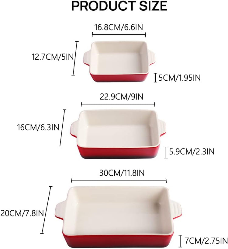 Sweejar Ceramic Bakeware Set, Rectangular Baking Dish for Oven Lasagna Pans for Cooking, Kitchen, Cake Dinner, Banquet and Daily Use, 11.8 x 7.8 x 2.76 Inches of Casserole Dishes (Gradient Blue)
