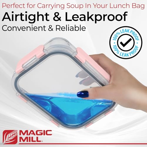 Premium Borosilicate Glass Food Storage Containers with lids Set (Pink)