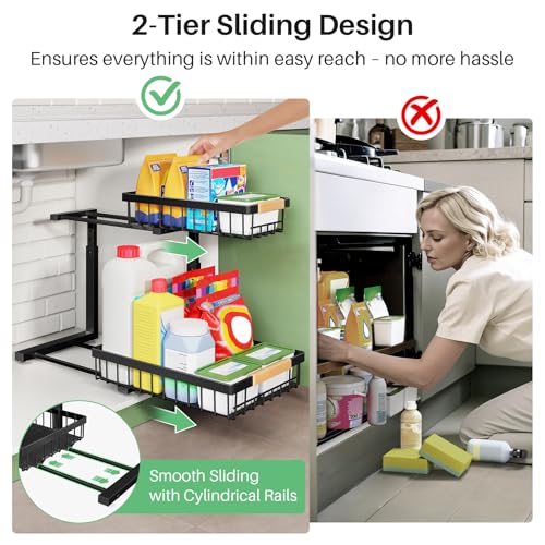 Under Sink Organizer (Black / 2 Pack)