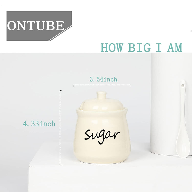 Ceramic Sugar Bowl with Lid and Spoon 12oz (12 Ounce)