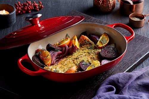 Enameled Cast Iron Oval Casserole with Lid