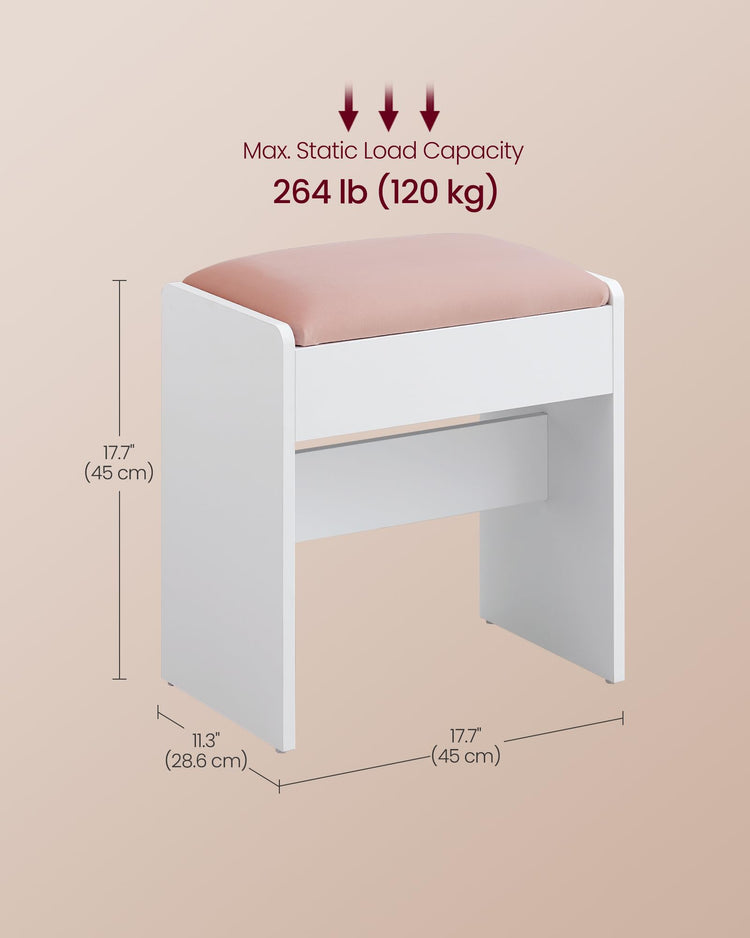 17.7 Inch Velvet Vanity Stool with Anti