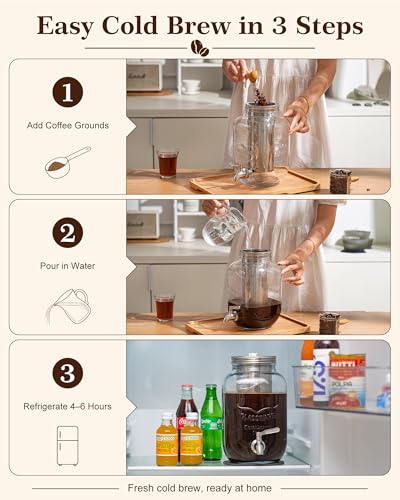 1 Gallon Cold Brew Coffee Maker (128 oz-Grey-1 Pack)