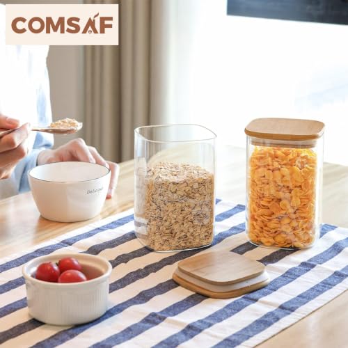 Square Glass Containers with Lids 1.2 Qt (1.2 qt x 4)