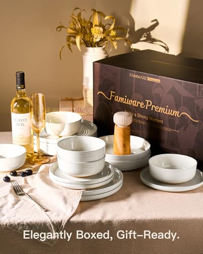 Stoneware Dinnerware Sets for 6 (White)