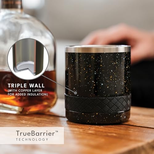 Recess Lowball 10oz Stainless Steel Tumbler Whiskey Glass w (10 Ounces / Black Speckle)