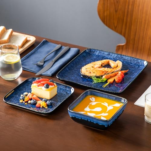 Stern Square Stoneware Dinnerware Set for 4 (Blue / Service for 4 (12 Pcs))