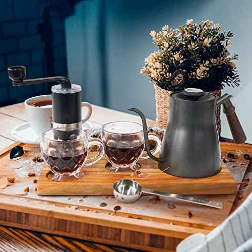 Pour Over Coffee Maker Set Chinese Tea Set Wooden Storage Tray Coffee Dripper Glass Server Coffee Scoop DIY Manual Pour Over Kit Black