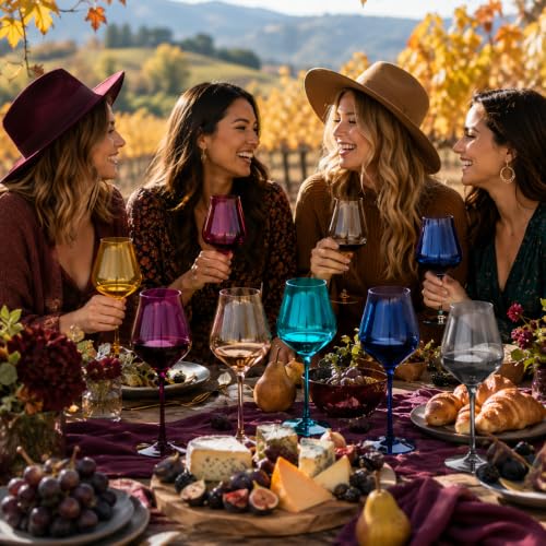 Jewel Colored Crystal Wine Glass Set of 6