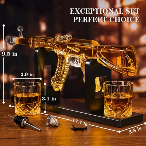Whiskey Decanter AK47 Set with 2 Whiskey Glasses