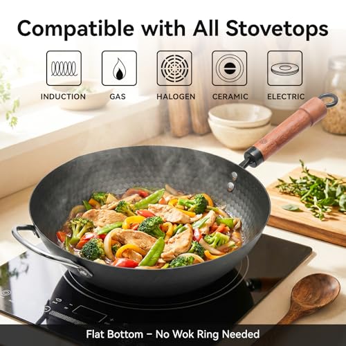 Flat Bottom Wok Pan (12.6 inch / 15.2inch)