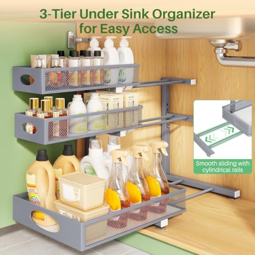Under Sink Organizer 3 (2-Pack / Gray)