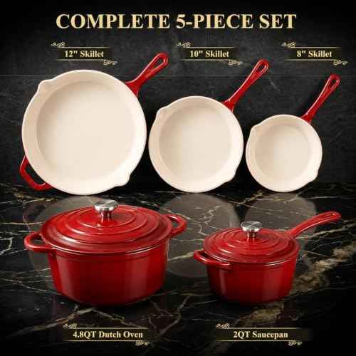 Nonstick Enameled Cast Iron Cookware Set