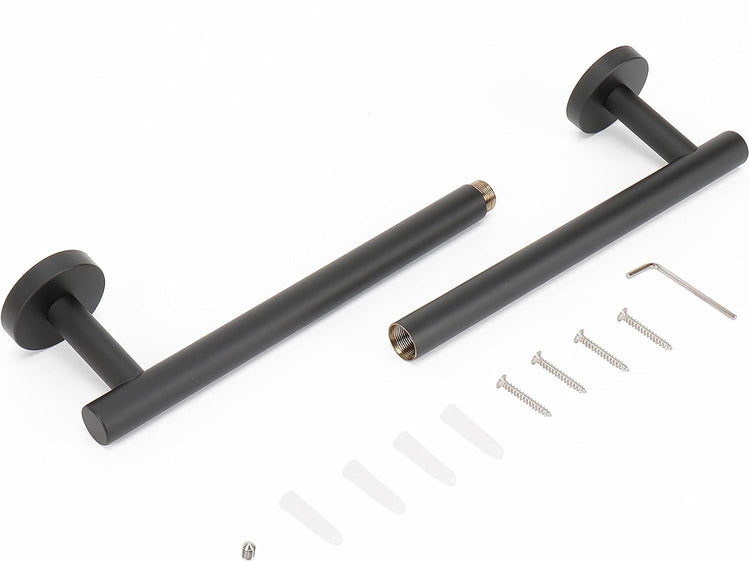 NearMoon Bath Towel Bar, Bath Accessories Thicken Stainless Steel Shower Towel Rack for Bathroom, Towel Holder Wall Mounted (2 Pack, Matte Black, 18 Inch)