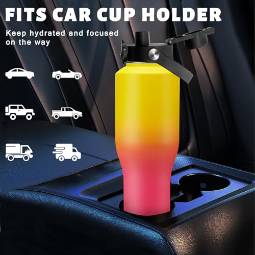 32 40 oz Water Bottle with Straw & Spout Lid (Yellow Pink / 40 Ounces)