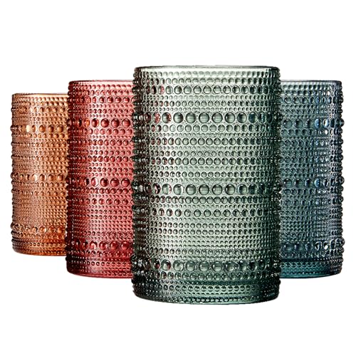 Hobnail Beaded Highball Drinking Tumbler Glasses
