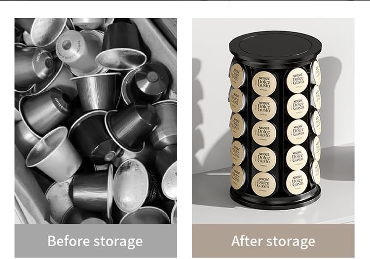 K Cups Holder,K Cup Carousel, Coffee Pods Storage Organizer Stand,New Modern Design, Home or Office Kitchen Counter Organizer(Capacity of 40 Pods, Black)