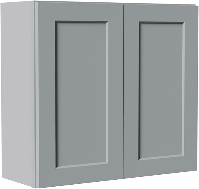 36 Inch Laundry Room Cabinets Wall Mounted, Solid Wood Over The Toilet Storage Cabinet, Bathroom Organizer Cabinets with 2 Door & Shelves, Easy to Assemble for Kitchen, Garage - Dark Gray