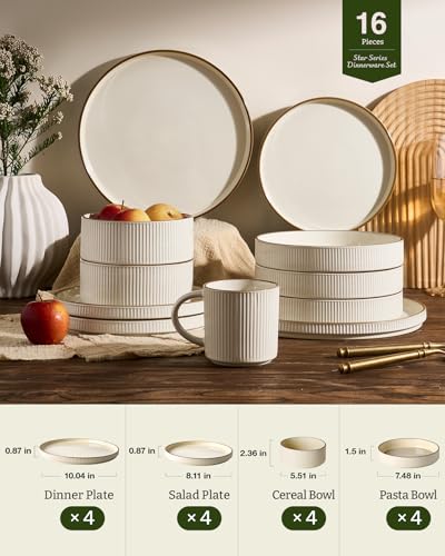 Star Stoneware Dinnerware Sets with Pasta Bowls (16 Count)