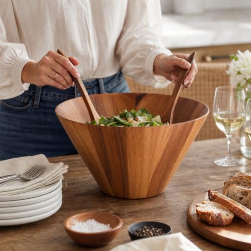 Acacia Wood Serving Bowl (7.5" Tall x 12" Diameter)
