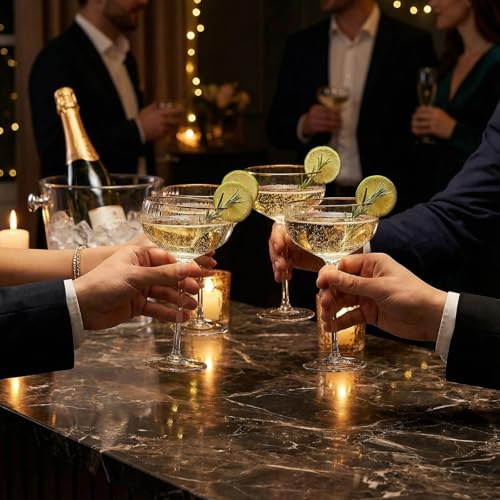 Gold Rim Coupe Glasses 11 oz