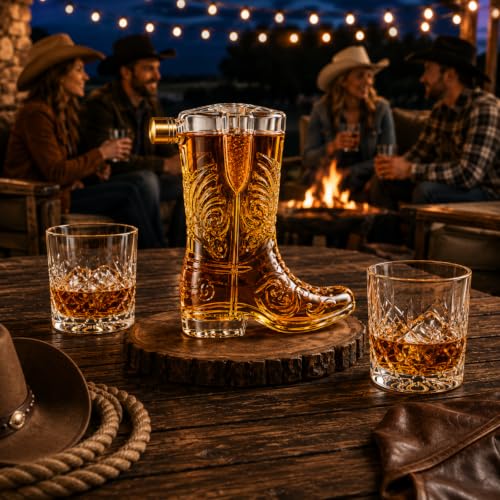 Western Cowboy Boot Whiskey Decanter 27oz