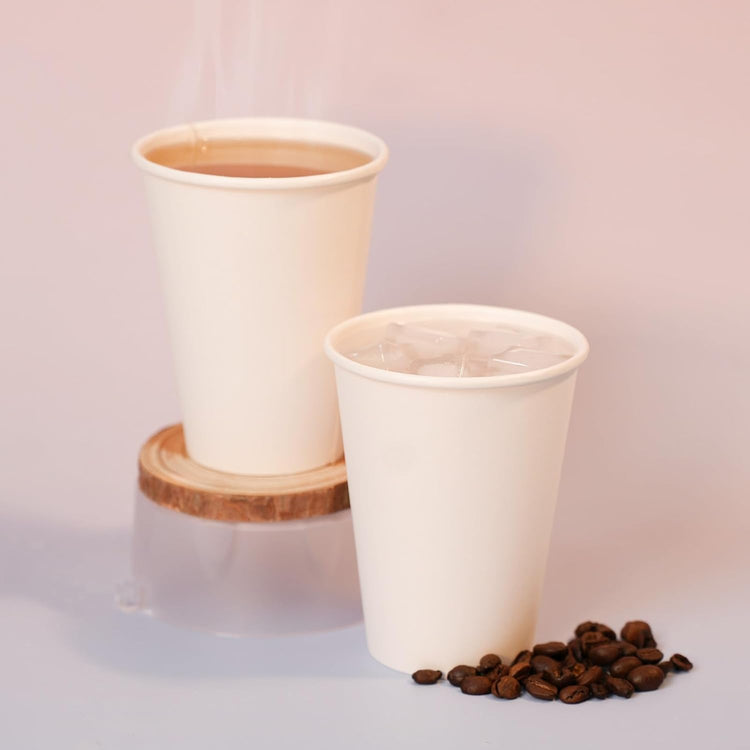 12 oz Paper Cups Disposable 300 Count - Bulk White Coffee Cups for Hot & Cold Beverages, Party Supplies | Leakproof, Recyclable Paper Cups