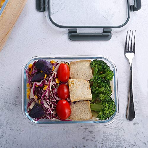 8 Pack 30 oz Glass Food Storage Containers with Lids (White)