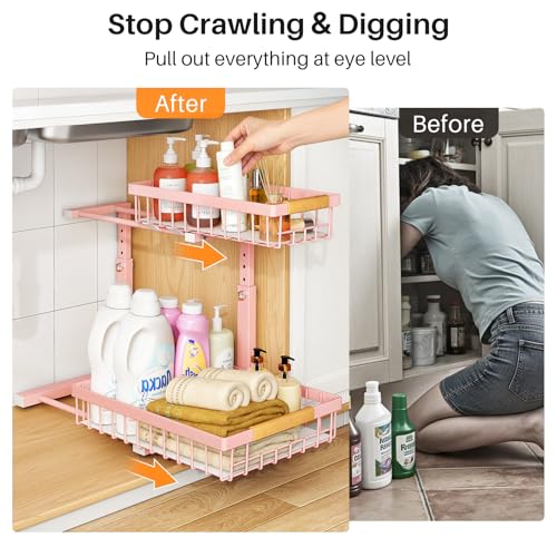Under Sink Organizer (Large-2-Pack / Pink)