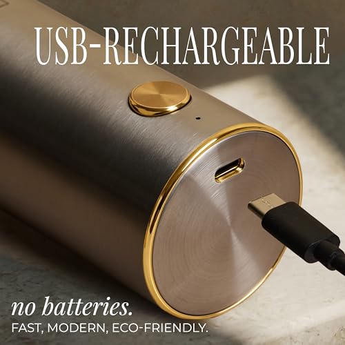 Electric Salt and Pepper Grinder Set Rechargeable (Silver)
