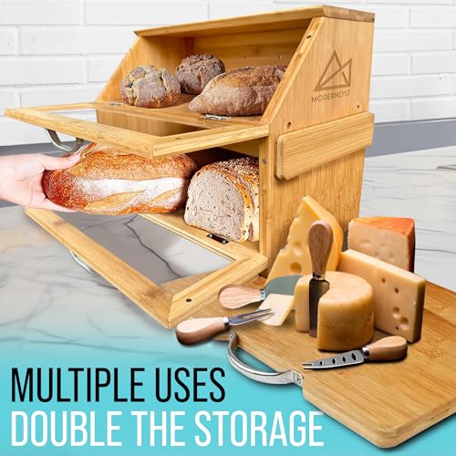 Bread Box with Cutting Board & Knife Set