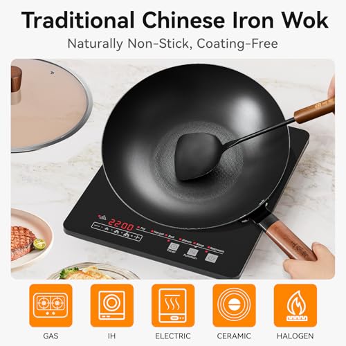 12.6" Carbon Steel Wok Pan with Lid (12.6")