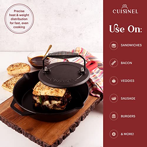 Cast Iron Skillet + Grill Press + Scraper Set (Skillet + Grill Press / 10")