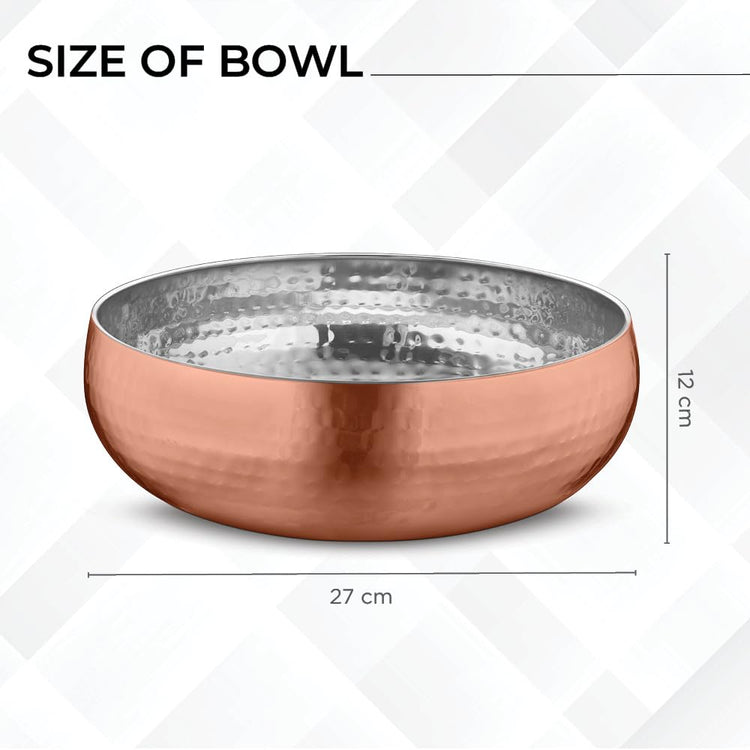 Set of 3 Premium Stainless Steel Salad Mixing Bowl Hammered Finish (3 Count)