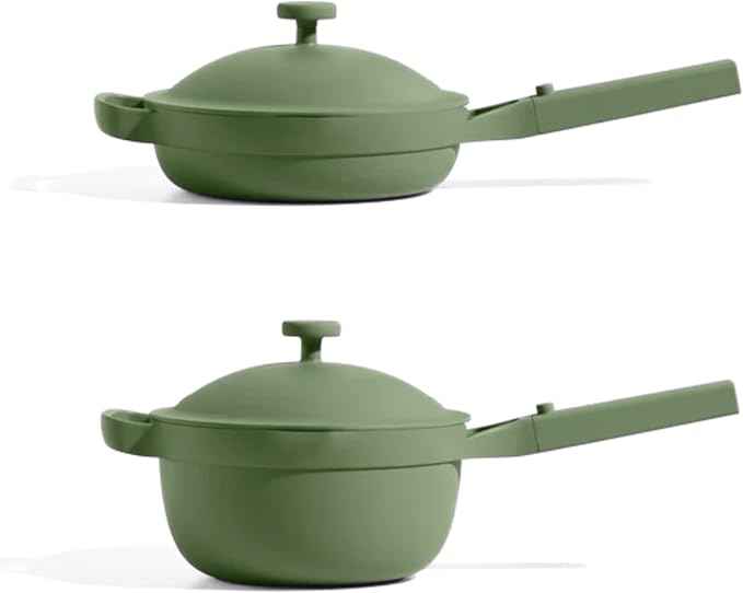 Our Place Mini Cookware Duo | 6-Piece Ceramic Cookware Set with Mini Always Pan & Mini Perfect Pot | Induction & Oven Safe up to 450°F | Nonstick, PFAS-Free Non-Toxic Cookware | Sage