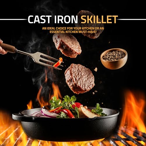 Cast Iron Skillet 12 Inch Pre (Black / 12 Inch (Pack of 1))