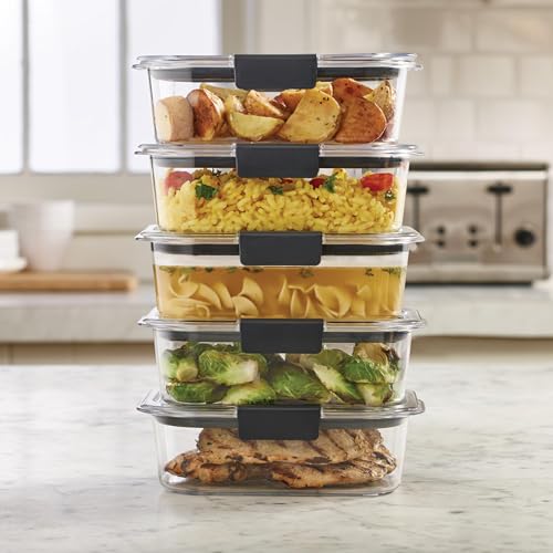 Brilliance Tritan Plastic Food Storage Containers BPA Free Airtight Lids Ideal for Lunch Meal Prep & Leftovers Set of 5 (3.2 cup (10-Piece))