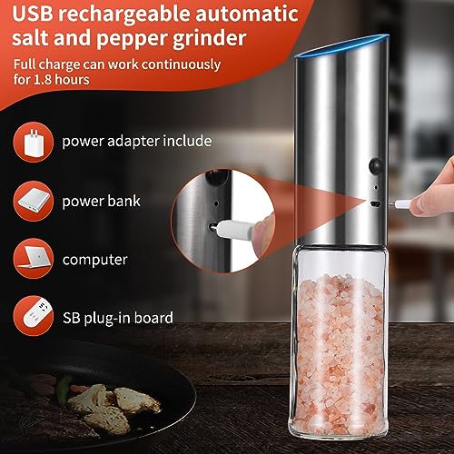 Electric Salt and Pepper Grinder Set (silvery white)