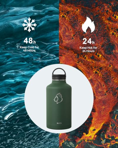 Half Gallon Water Jug Insulated Stainless Steel (64 Ounces / Jungle Green)