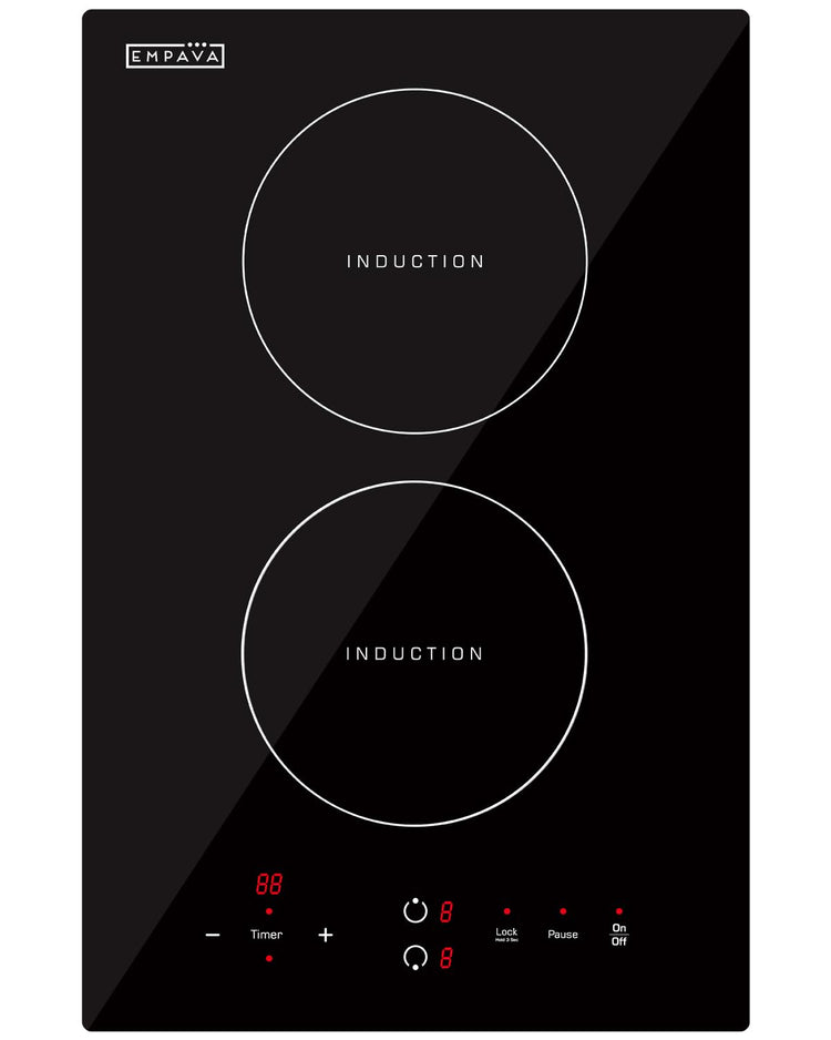 Electric Stove Induction Cooktop Vertical with 2 Burners Vitro Ceramic Smooth Surface Glass in Black 120V