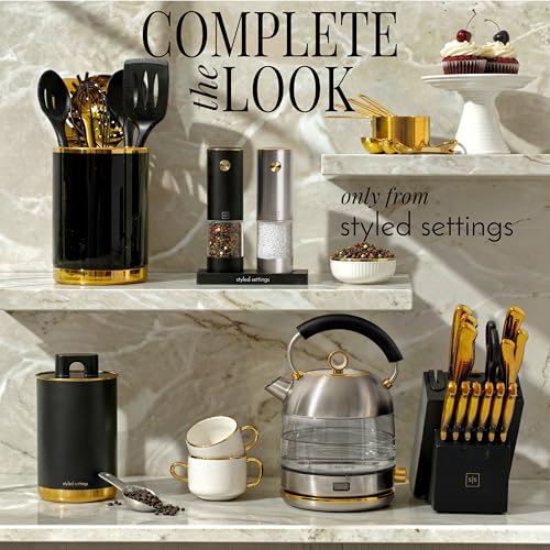 Rechargeable Salt and Pepper Grinder Set (Black, Silver)