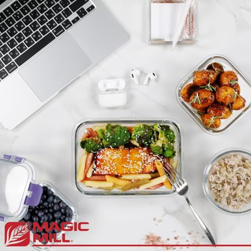 Premium Borosilicate Glass Food Storage Containers with lids Set (Purple)