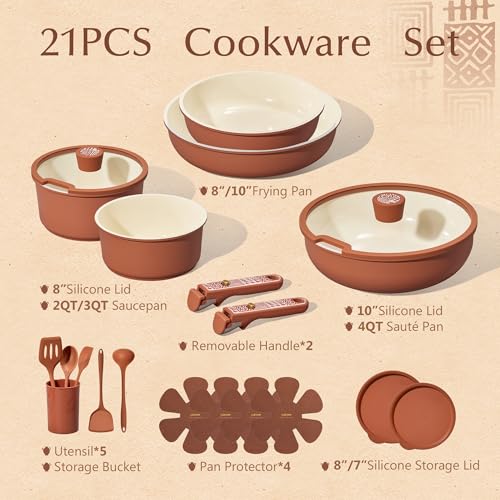 21pcs Ceramic Cookware Set